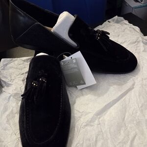H&M Black Velvet Tassel Loafers